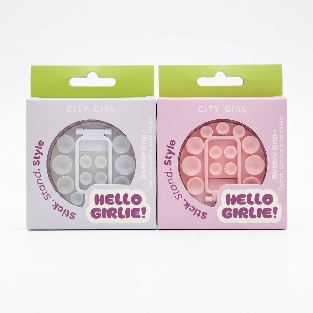 Bubble Grip — Soporte para Celular con Ventosas — City Girl